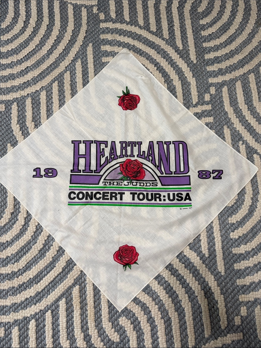 Vintage 1987 The Judds Heartland Concert Tour USA Bandana Scarf